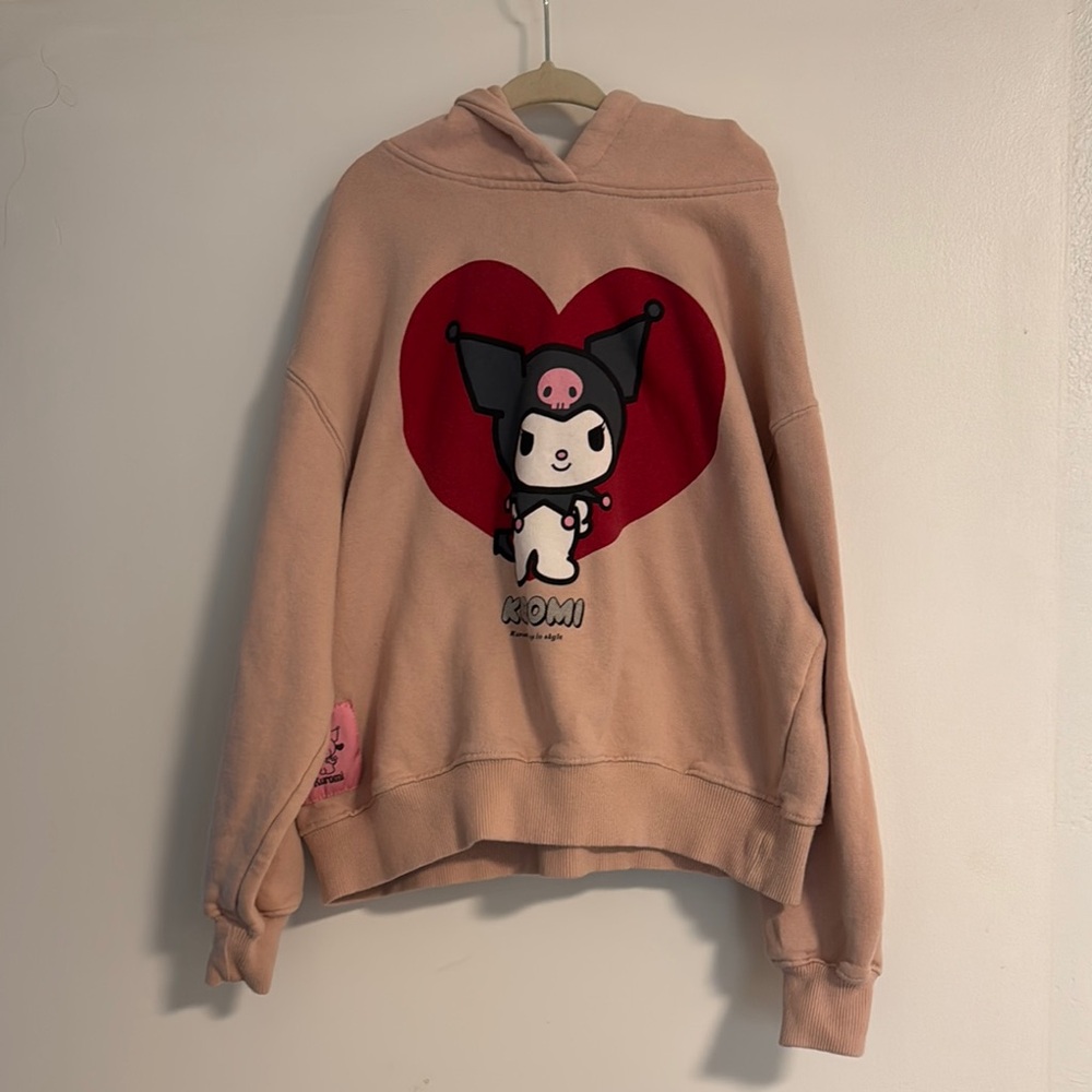 Zara Pink Hoodie with Red Heart Kuromi Graphic